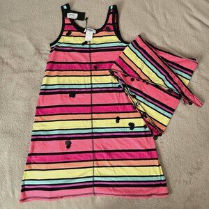Sonya Rykiel striped girls multi color dress size 10 and OS bandana set